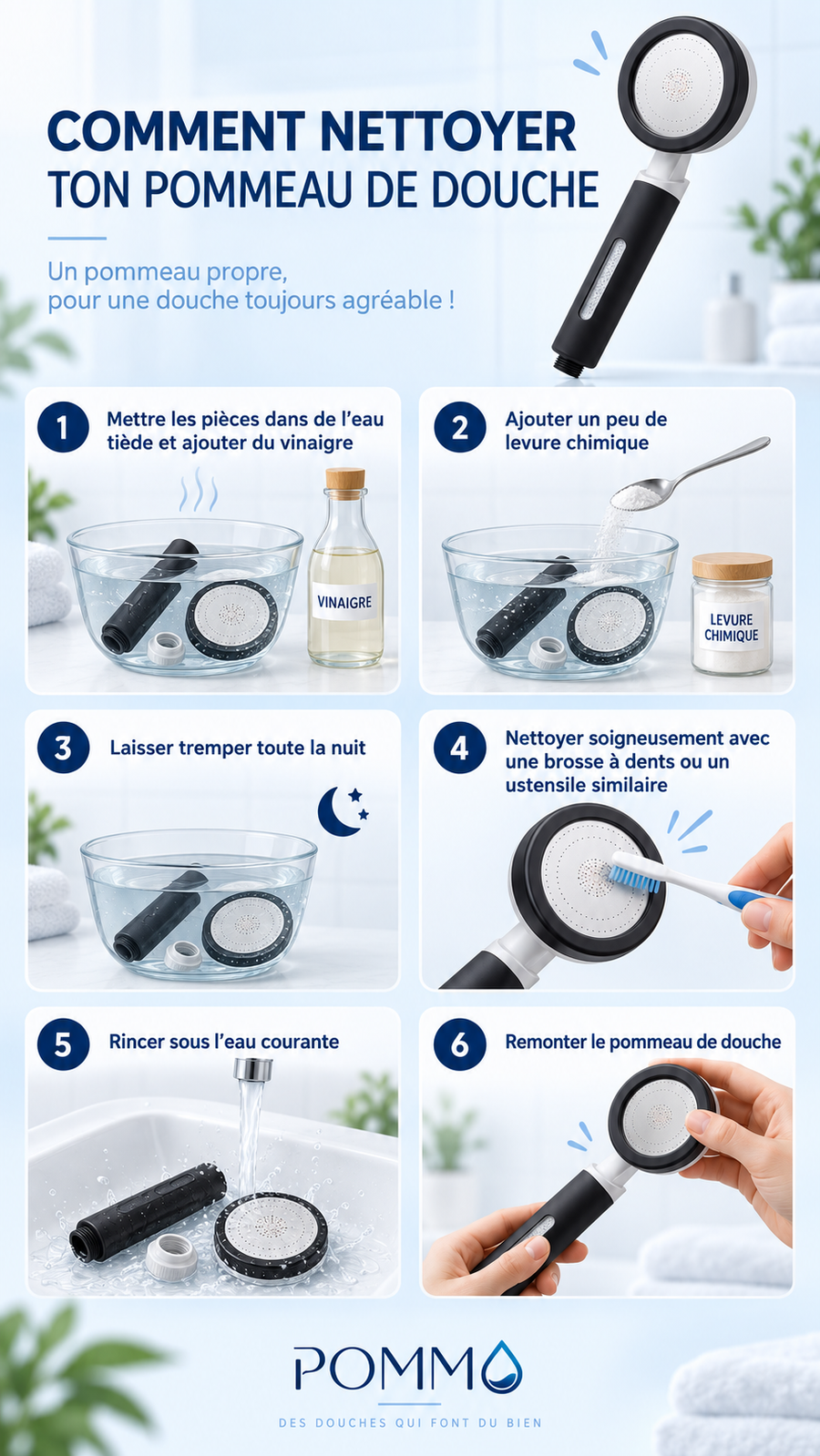 Comment nettoyer ton pommeau de douche